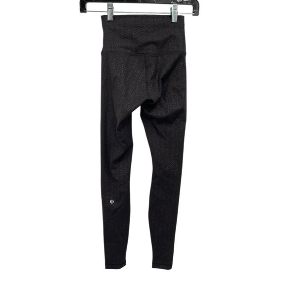 Lululemon Wunder Train High Rise Tight 28” Distressed Twill Emboss Black Size 2 - Picture 3 of 6